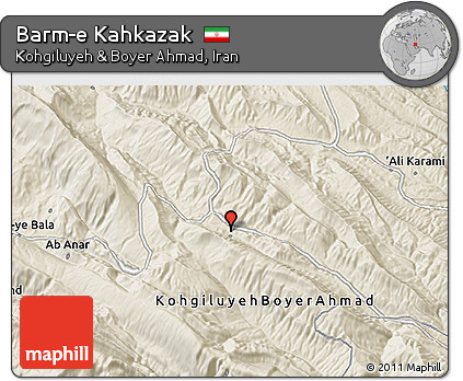 Shaded Relief 3D Map of Barm-e Kahkazak