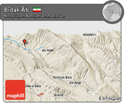 Shaded Relief 3D Map of Bīdak Āb