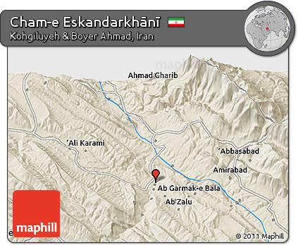 Shaded Relief 3D Map of Cham-e Eskandarkhānī