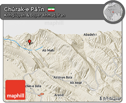 Shaded Relief 3D Map of Chūrak-e Pā'īn