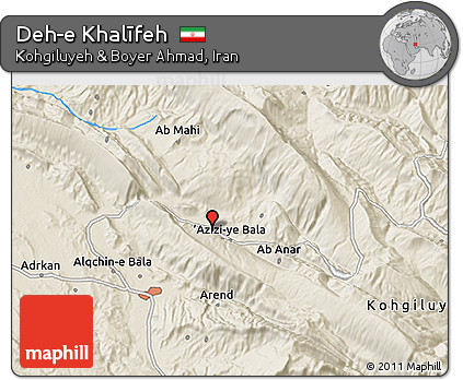 Shaded Relief 3D Map of Deh-e Khalīfeh