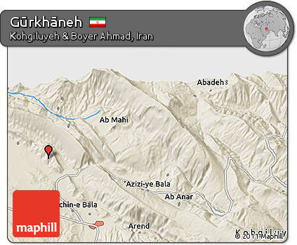 Shaded Relief 3D Map of Gūrkhāneh