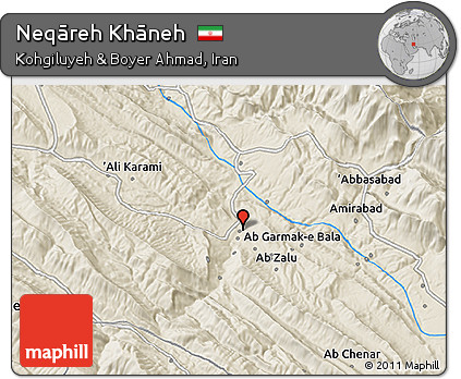 Shaded Relief 3D Map of Neqāreh Khāneh