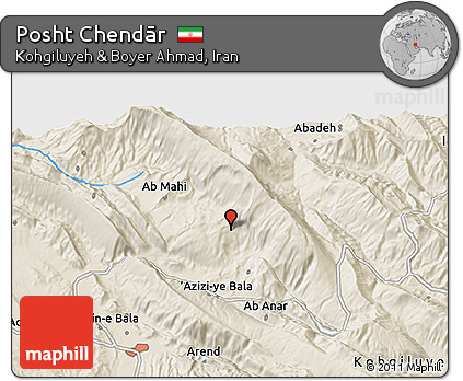 Shaded Relief 3D Map of Posht Chendār