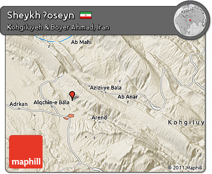 Shaded Relief 3D Map of Sheykh Ḩoseyn