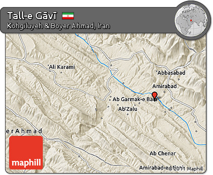 Shaded Relief 3D Map of Tall-e Gāvī