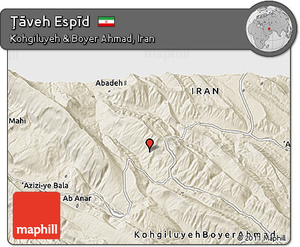 Shaded Relief 3D Map of Ţāveh Espīd