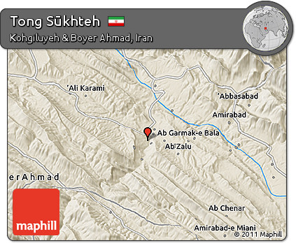Shaded Relief 3D Map of Tong Sūkhteh