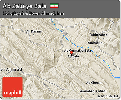 Shaded Relief 3D Map of Āb Zālū-ye Bālā