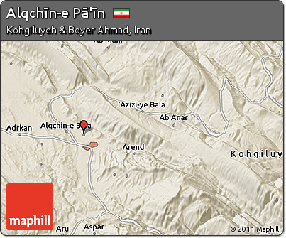 Shaded Relief 3D Map of Alqchīn-e Pā'īn