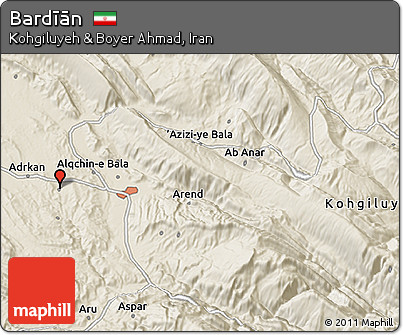 Shaded Relief 3D Map of Bardīān