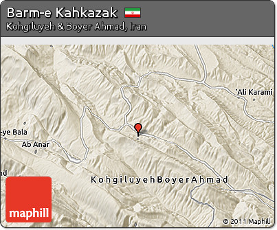 Shaded Relief 3D Map of Barm-e Kahkazak