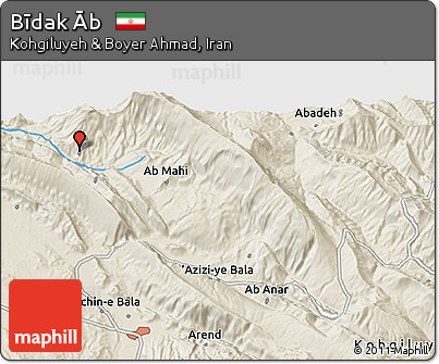 Shaded Relief 3D Map of Bīdak Āb