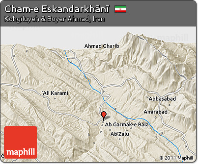 Shaded Relief 3D Map of Cham-e Eskandarkhānī