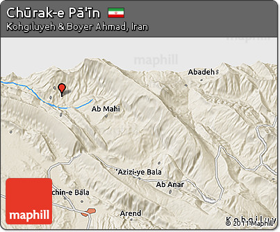 Shaded Relief 3D Map of Chūrak-e Pā'īn
