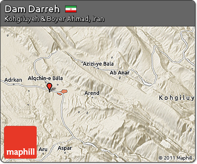 Shaded Relief 3D Map of Dam Darreh