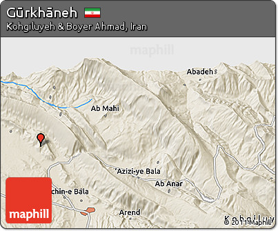 Shaded Relief 3D Map of Gūrkhāneh