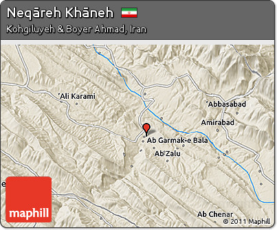 Shaded Relief 3D Map of Neqāreh Khāneh