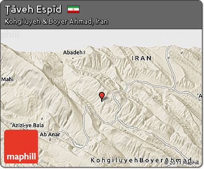 Shaded Relief 3D Map of Ţāveh Espīd