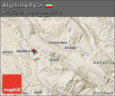 Shaded Relief 3D Map of Alqchīn-e Pā'īn