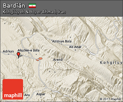 Shaded Relief 3D Map of Bardīān