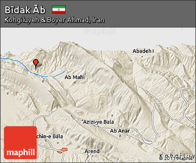 Shaded Relief 3D Map of Bīdak Āb