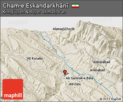 Shaded Relief 3D Map of Cham-e Eskandarkhānī