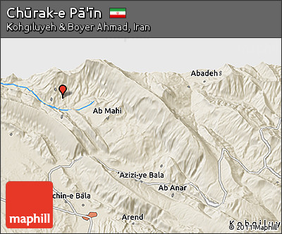 Shaded Relief 3D Map of Chūrak-e Pā'īn