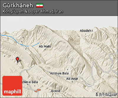 Shaded Relief 3D Map of Gūrkhāneh