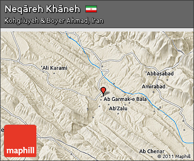 Shaded Relief 3D Map of Neqāreh Khāneh