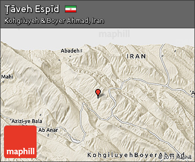 Shaded Relief 3D Map of Ţāveh Espīd