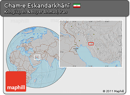 Gray Location Map of Cham-e Eskandarkhānī, hill shading
