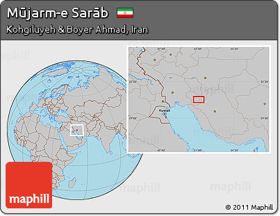 Gray Location Map of Mūjarm-e Sarāb
