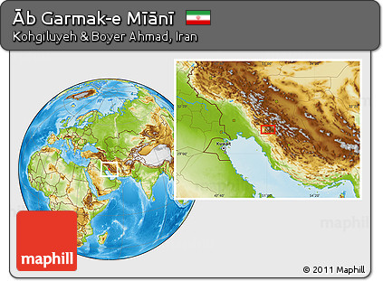 Physical Location Map of Āb Garmak-e Mīānī