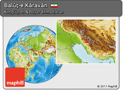 Physical Location Map of Balūţ-e Kāravān