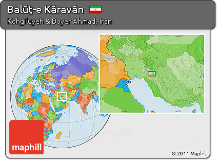 Political Location Map of Balūţ-e Kāravān