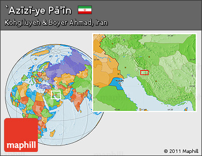 Political Location Map of `Azīzī-ye Pā'īn