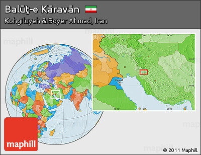 Political Location Map of Balūţ-e Kāravān
