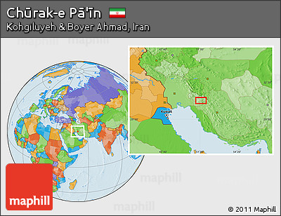 Political Location Map of Chūrak-e Pā'īn