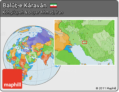 Political Location Map of Balūţ-e Kāravān