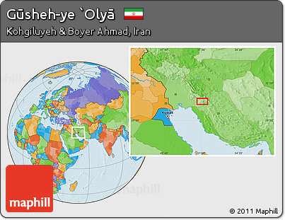 Political Location Map of Gūsheh-ye `Olyā