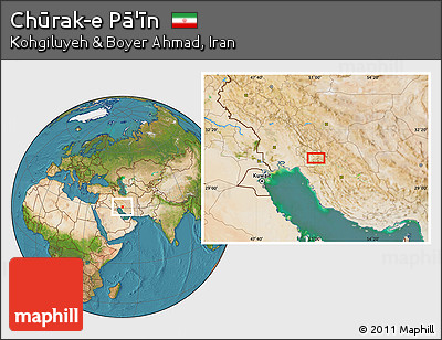 Satellite Location Map of Chūrak-e Pā'īn