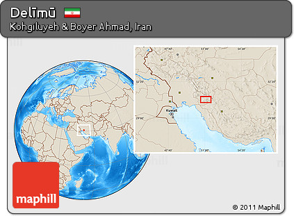 Shaded Relief Location Map of Delīmū
