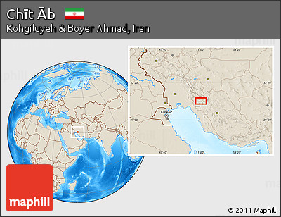 Shaded Relief Location Map of Chīt Āb