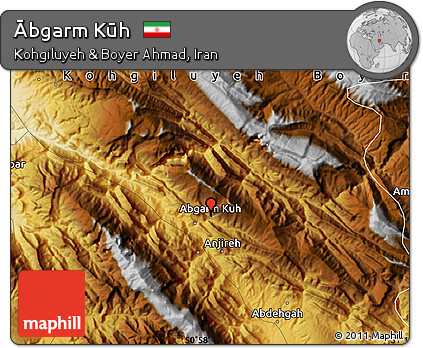 Physical Map of Ābgarm Kūh