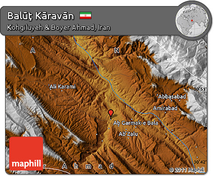 Physical Map of Balūţ Kāravān