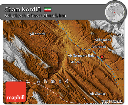 Physical Map of Cham Kordlū