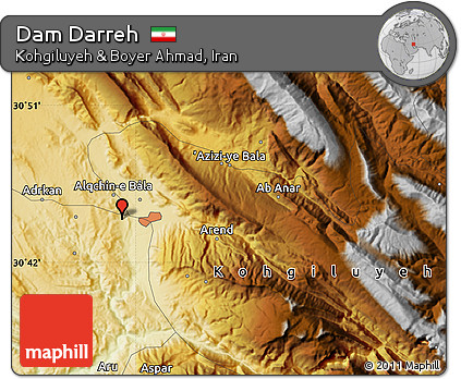 Physical Map of Dam Darreh