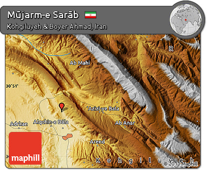 Physical Map of Mūjarm-e Sarāb