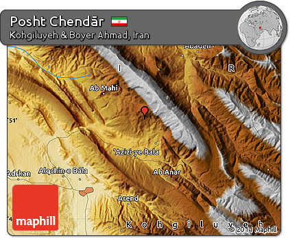 Physical Map of Posht Chendār